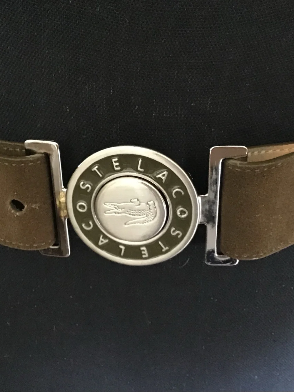 Lacoste Brown Leather Belt with Silver Logo Buckle